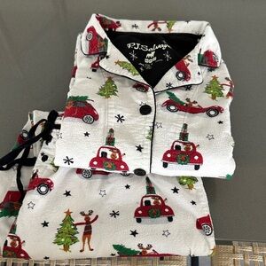 PJ Salvage adult Pajama Set - Red and Green Holiday Cars